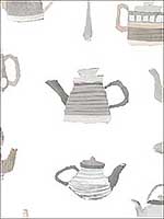 Tea Pots Beige Grey Wallpaper CK36634 by Patton Norwall Wallpaper for sale at Wallpapers To Go