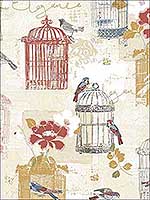 Victorian Birdcage Red Yellow Blue Wallpaper KE29945 by Patton Norwall Wallpaper for sale at Wallpapers To Go