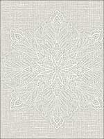 Medallion Lace Filigree Texture Gray and White Wallpaper 1620010 by Seabrook Wallpaper for sale at Wallpapers To Go