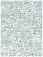 Paisley Striped Lace Filigree Blue and White Wallpaper 1620402 by Seabrook Wallpaper for sale at Wallpapers To Go