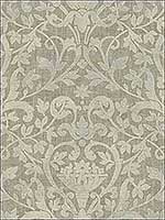 Damask Leaf Scroll Fleur de lis Brown Wallpaper 1621105 by Seabrook Wallpaper for sale at Wallpapers To Go