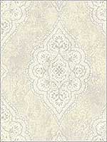 Medallion Neutrals Metallic Silver Raised Ink Wallpaper 1730207 by Seabrook Wallpaper for sale at Wallpapers To Go
