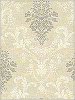 Damask Neutrals Metallic Silver Raised Ink Wallpaper 1730507 by Seabrook Wallpaper for sale at Wallpapers To Go