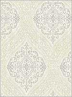 Damask Off White Metallic Silver Raised Ink Wallpaper 1731318 by Seabrook Wallpaper for sale at Wallpapers To Go