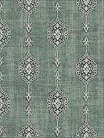 Medallion Striped Green Metallic Silver Raised Ink Wallpaper 1731404 by Seabrook Wallpaper for sale at Wallpapers To Go