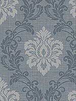 Adela Denim Twill Damask Wallpaper 2765BW40102 by Kenneth James Wallpaper for sale at Wallpapers To Go