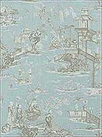Cheng Toile Robins Egg Wallpaper T75468 by Thibaut Wallpaper for sale at Wallpapers To Go