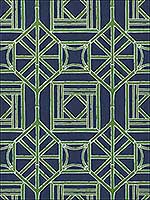 Shoji Panel Navy and Green Wallpaper T75521 by Thibaut Wallpaper for sale at Wallpapers To Go