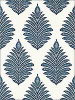 Palampore Leaf Blue and White Wallpaper AT78725 by Anna French Wallpaper for sale at Wallpapers To Go