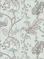 Kalamkari Vine Robins Egg Wallpaper AT78737 by Anna French Wallpaper for sale at Wallpapers To Go