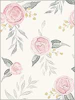 Watercolor Roses Pink Wallpaper MK1125 by Magnolia Home Wallpaper for sale at Wallpapers To Go