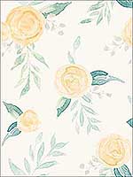 Watercolor Roses Yellow Wallpaper MK1127 by Magnolia Home Wallpaper for sale at Wallpapers To Go