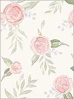 Watercolor Roses Coral Wallpaper MK1128 by Magnolia Home Wallpaper for sale at Wallpapers To Go