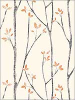 Ingrid Orange Scandi Tree Wallpaper UW24775 by Brewster Wallpaper for sale at Wallpapers To Go