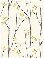 Ingrid Mustard Scandi Tree Wallpaper UW24776 by Brewster Wallpaper for sale at Wallpapers To Go