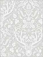 Kiwassa Taupe Antler Damask Wallpaper 311812701 by Chesapeake Wallpaper for sale at Wallpapers To Go