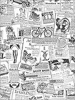 Newspaper Black White Wallpaper BK32083 by Patton Norwall Wallpaper for sale at Wallpapers To Go
