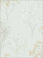 Queen Annes Lace Green Ochre Orange Mint Green Wallpaper FH37511 by Patton Norwall Wallpaper for sale at Wallpapers To Go