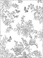 Butterfly Toile Grey Black White Charcoal Wallpaper FH37540 by Patton Norwall Wallpaper for sale at Wallpapers To Go