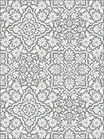 Floral Tile Grey Blue Dove Light Grey Grey Wallpaper FH37544 by Patton Norwall Wallpaper for sale at Wallpapers To Go
