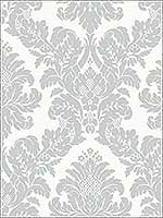 Damask White Silver Glitter Wallpaper UK10432 by Seabrook Wallpaper for sale at Wallpapers To Go