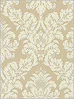 Damask Gold Cream Glitter Wallpaper UK10483 by Seabrook Wallpaper for sale at Wallpapers To Go