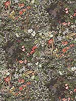 Woodland Coral Olive Char Wallpaper 1154011 by Cole and Son Wallpaper for sale at Wallpapers To Go