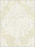 Puff Damask Metallic and Off White Wallpaper AW70805 by Collins and Company Wallpaper for sale at Wallpapers To Go