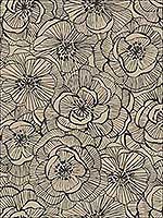 Graphic Floral Gold Glitter and Ebony Wallpaper AW71008 by Collins and Company Wallpaper for sale at Wallpapers To Go