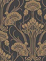 Nouveau Damask Black Wallpaper CA1564 by Antonina Vella Wallpaper for sale at Wallpapers To Go