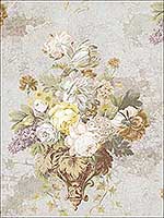 Flower Cameo Soft Grey Wallpaper RM60008 by Casa Mia Wallpaper for sale at Wallpapers To Go
