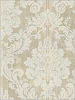 Imperial Damask Cream Beige Wallpaper RM60308 by Casa Mia Wallpaper for sale at Wallpapers To Go