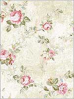 English Flower Beige Cream Wallpaper RM60509 by Casa Mia Wallpaper for sale at Wallpapers To Go