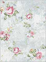 English Flower Soft Blue Wallpaper RM60512 by Casa Mia Wallpaper for sale at Wallpapers To Go