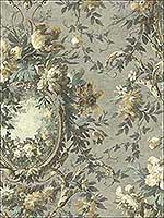 English Vintage Cameo Green Soft Yellow Wallpaper RM60712 by Casa Mia Wallpaper for sale at Wallpapers To Go