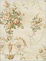 English Floral Cameo Soft Beige Soft Red Wallpaper RM61201 by Casa Mia Wallpaper for sale at Wallpapers To Go