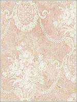 Classic Floral Cameo Soft Pink Cream Wallpaper RM61501 by Casa Mia Wallpaper for sale at Wallpapers To Go