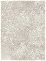 Small Damask Scroll Soft Grey White Wallpaper RM61802 by Casa Mia Wallpaper for sale at Wallpapers To Go