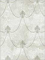 Small Damask Scroll Soft Grey Silver Wallpaper RM61808 by Casa Mia Wallpaper for sale at Wallpapers To Go