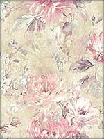 Watercolor Flower Pink Beige Wallpaper RM50201 by Casa Mia Wallpaper for sale at Wallpapers To Go