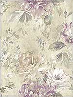 Watercolor Flower Soft Purple Beige Wallpaper RM50209 by Casa Mia Wallpaper for sale at Wallpapers To Go