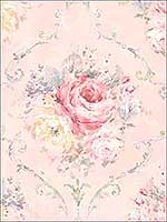 Classic Flora Cameo Pink Wallpaper RM50501 by Casa Mia Wallpaper for sale at Wallpapers To Go
