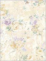Bouquet Flower Soft Beige Soft Purple Wallpaper RM50709 by Casa Mia Wallpaper for sale at Wallpapers To Go