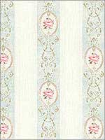 Floral Stripes White Beige Wallpaper RM50902 by Casa Mia Wallpaper for sale at Wallpapers To Go