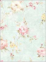 English Rose Soft Blue Pink Wallpaper RM51002 by Casa Mia Wallpaper for sale at Wallpapers To Go