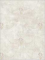 Fleur De Lys Soft Grey Gold Wallpaper RM51109 by Casa Mia Wallpaper for sale at Wallpapers To Go