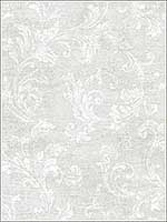 Neoclassic Scroll White Soft Grey Wallpaper RM51803 by Casa Mia Wallpaper for sale at Wallpapers To Go