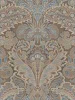 Old Damask Soft Brown Blue Wallpaper RM80002 by Casa Mia Wallpaper for sale at Wallpapers To Go