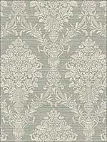 Damask Cameo Soft Green Cream Wallpaper RM80304 by Casa Mia Wallpaper for sale at Wallpapers To Go