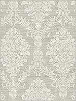 Damask Cameo Grey White Wallpaper RM80308 by Casa Mia Wallpaper for sale at Wallpapers To Go